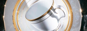 Hampshire Gold Fine Porcelain 22.5cm Rimmed Bowl